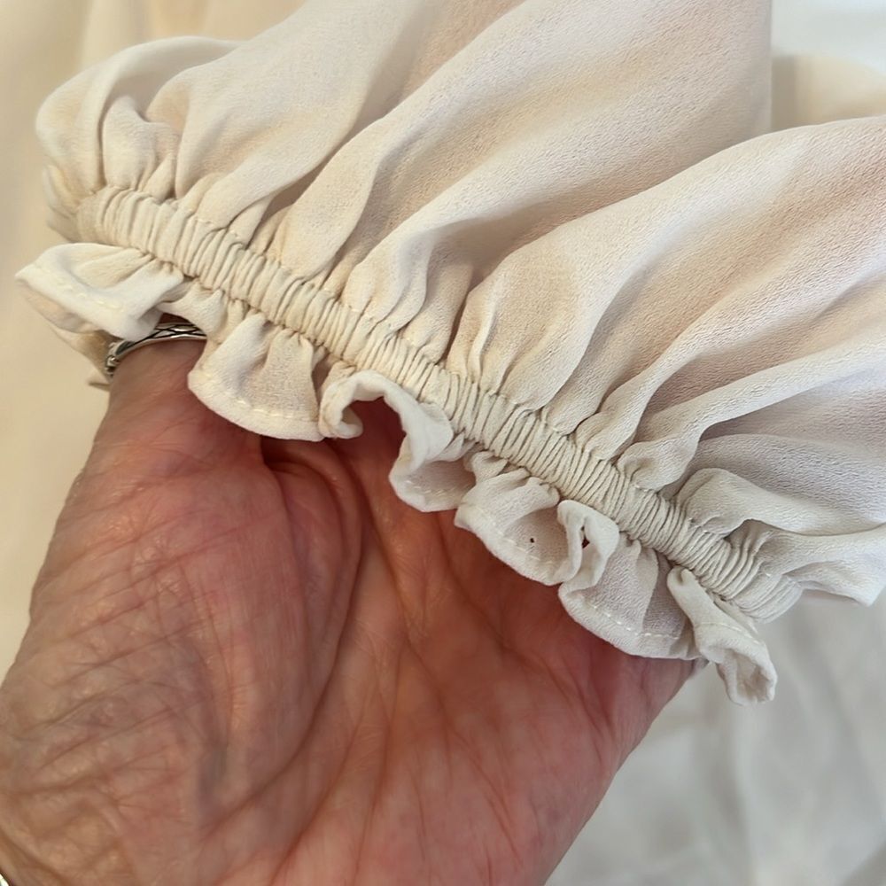 Max Studio Light Beige Blouse with Ruffled Neckline - Picture 7 of 14